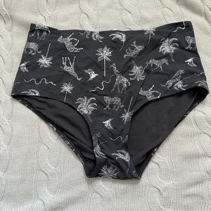 Plus | Women's H&M High Waist Bikini Bottom Gray Size 18 | Animal Print